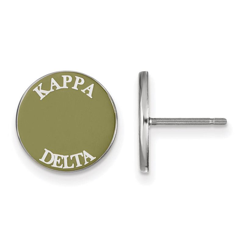Sterling Silver Kappa Delta Enamel Disc Post Earrings